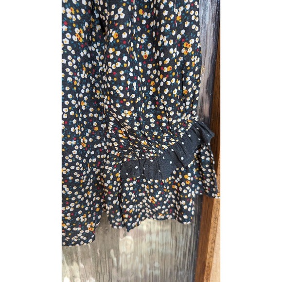 LOFT Petites Grey Popover Polka Dot Button Blouse Top Shirt Bell Sleeves Sz MP - Picture 3 of 8